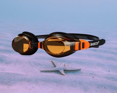 Окуляри для плавання Leacco Чорно-помаранчевий 0607 фото